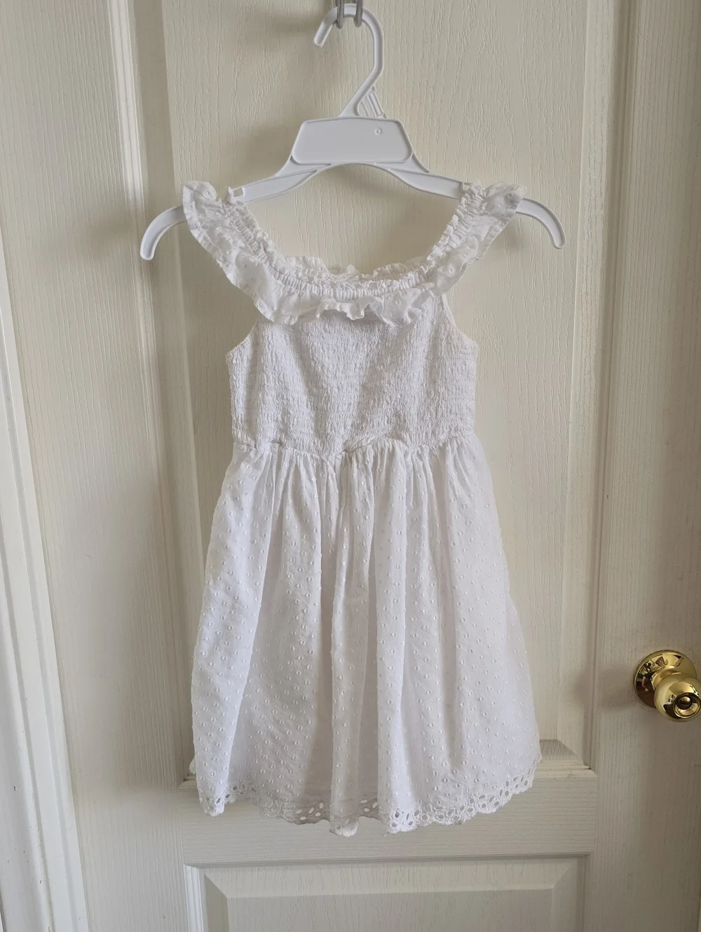 Cat & Jack White Eyelet Ruffle-Shoulder Dress